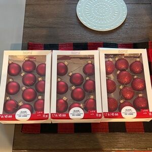 Ashland Festive Red Glass Ornaments - 10 Piece Set x3